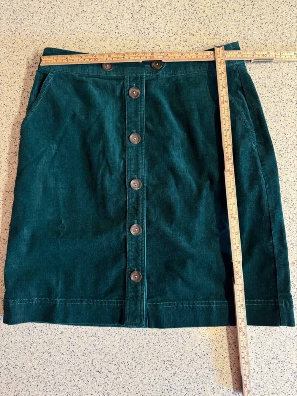 Boden-Cecelia Green Teal Button-Front Corduroy Mini Skirt.Size 6 - Picture 4 of 6
